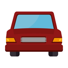 red car automobile vehicle transport auto front view vector illustration