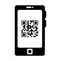 smartphone qr quick response code black squares barcode technology vector illustration