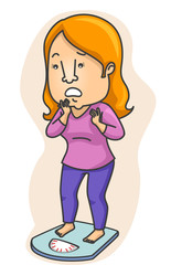 Girl Check Weight Worried