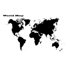 Obraz premium Векторная карта мира выполненная черным цветом на белом фоне.