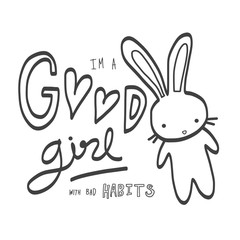 Good girl with bad habits cartoon illustration