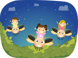 Naklejka premium Stickman Kids Firefly Ride