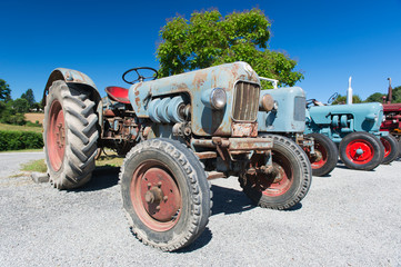 Obraz premium Row vintage tractors