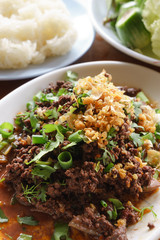 Spicy stir fried pork with Northern Thai spices