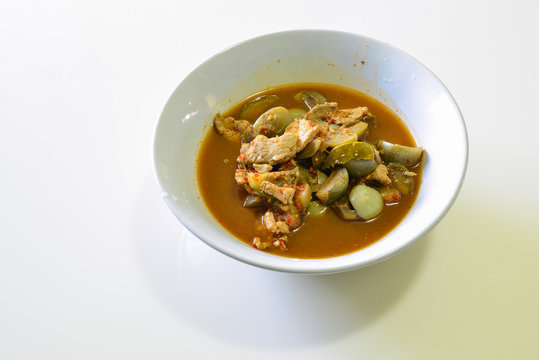 Red Curry with Pork and Eggplant, Thai Food