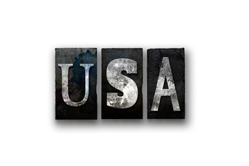 USA Concept Isolated Letterpress Type