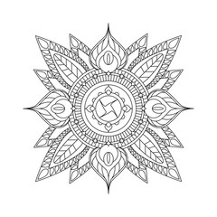 Indian Mandala isolated on white background for design or adult coloring