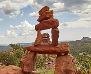 Stacked Red Rocks on Mountain Slope
