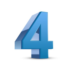 3d shiny blue number 4