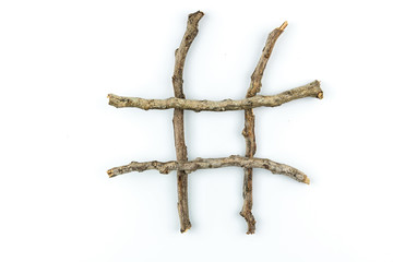 Set of dry tree branch, on white background