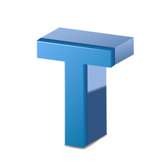 3d blue letter T