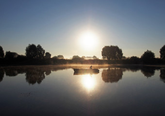 View of the Desna River in the early summer morning