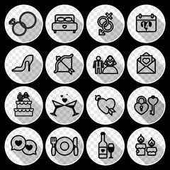 16 wedding icon set. Vector illustration