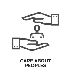 Care about peoples thin line vector icon isolated on the white background.