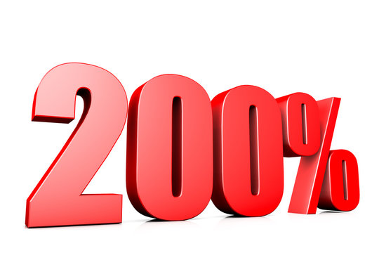 3d illustration sign of 200%