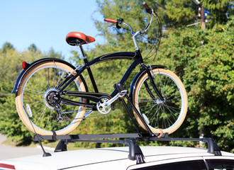 Bike transportation - bike on the roof of a car