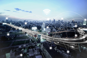 City scape and network connection