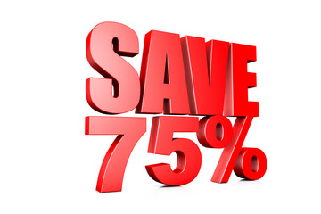3d illustration save 75%