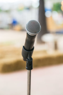 close up microphone in outdoor event.