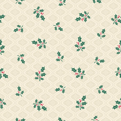 seamless christmas pattern with holly