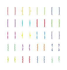 Multicolored curly brackets, braces vector icons