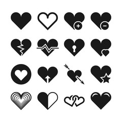Love heart vector icons set
