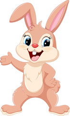 Fototapeta premium Cute rabbit cartoon waving hand