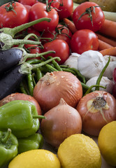composition with assorted raw organic vegetables