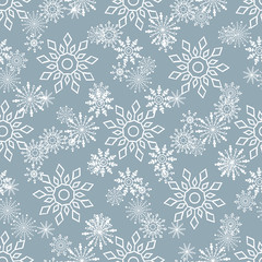 Seamless pattern of snowflakes. Vector illustration