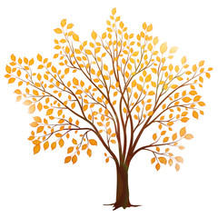Vector autumn tree with leaves isolated on white background