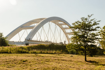 Novi Sad, Serbia - August 29, 2016: Construction of the bridge on the Danube River