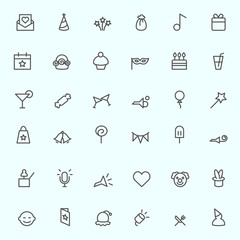 Party icons, simple and thin line design