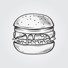 Cheeseburger hand draw illustration