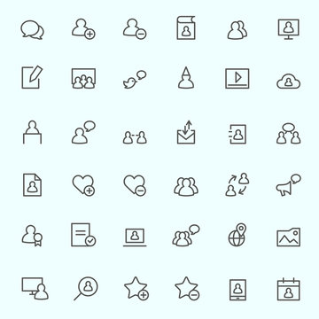 Social media icons, simple and thin line design