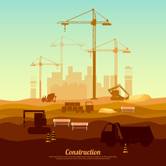 Construction site industrial background vector illustration