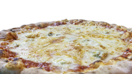 four cheese pizza on a white background