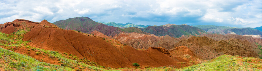 Panorama of the Aeolian mountains, Kyrgyzstan.
