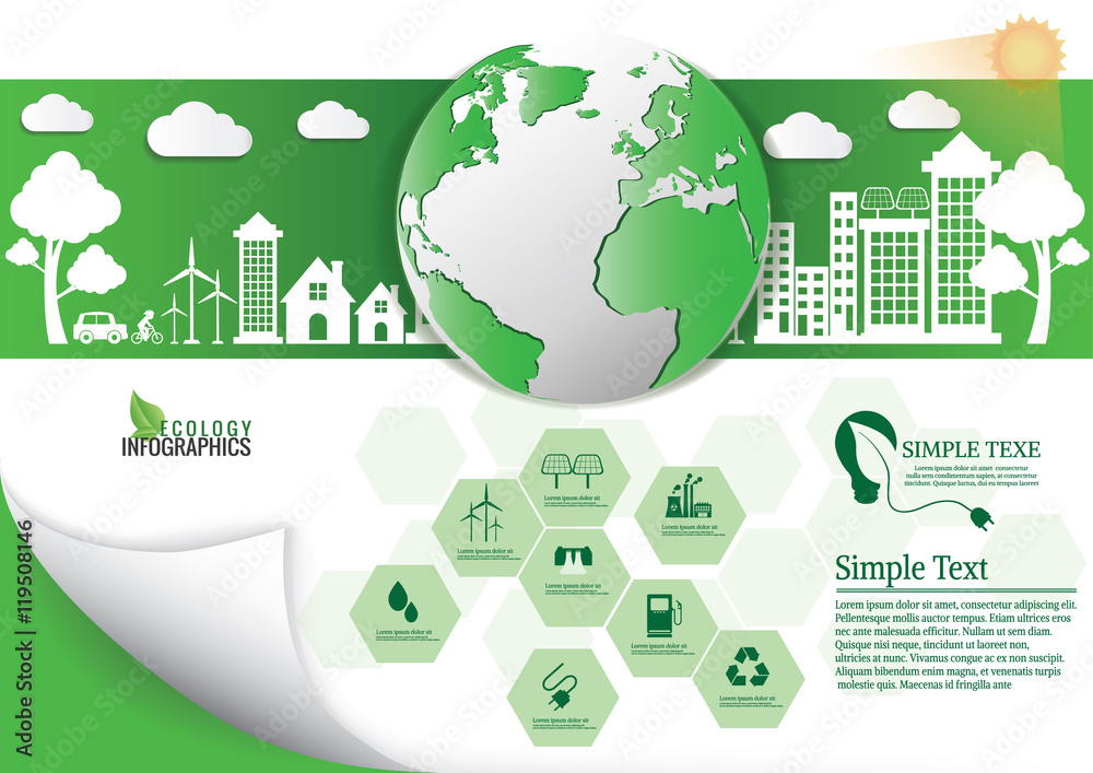 Wall mural ecology connection concept background . vector infographic illu