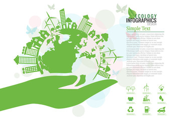 Ecology connection  concept background . Vector infographic illu
