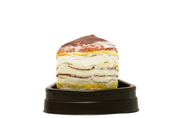 crape cake isolated on white background (Selective Focus)