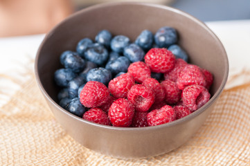 blueberries and raspberries