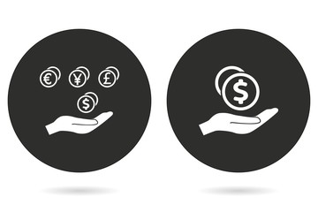 Fototapeta premium Cash on hand vector icon.