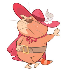  Illustration of a Cute Cat. King's Musketeer. Cartoon Character