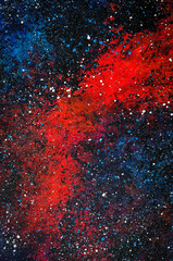 Acrylmalerei Sternenwelt Universum roter Nebel Hintergrund Fantasie