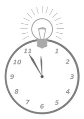 Uhr mit Glühbirne Zeit für eine neue Idee - Watch with lightbulb time for a new idea