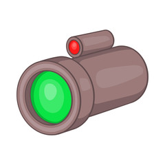 Sniper rifle telescope scope glass lens icon in cartoon style on a white background