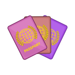 Three passports icon in cartoon style on a white background