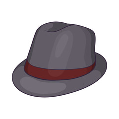 Gray hat icon in cartoon style on a white background