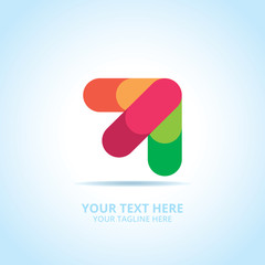 Abstract arrow logo, design concept, emblem, icon, flat logotype element for template.
