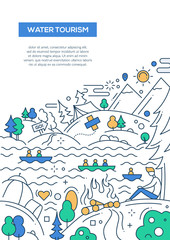 Water Tourism - line design brochure poster template A4